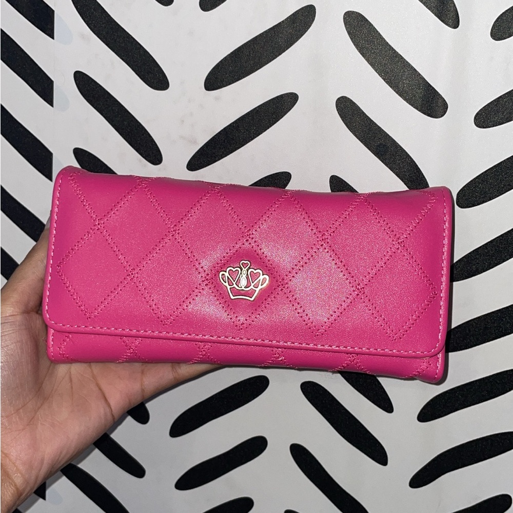 Pink Quilted Crown-Emblem Wallet -NEW